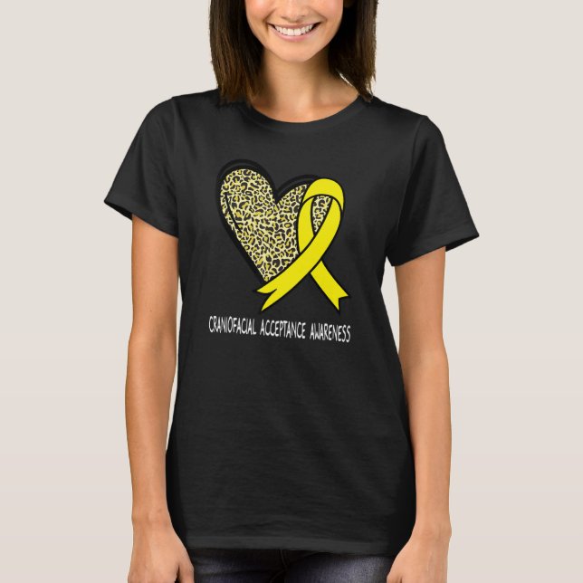 Leopard Heart Craniofacial Acceptance Awareness Ye T-Shirt (Front)