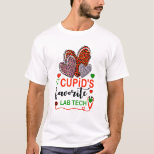 Leopard Heart Cupid's Favourite Lab Tech Valentine T-Shirt