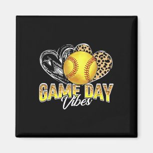 Leopard Heart Headnd Mom Bleached Softll Game Day Magnet