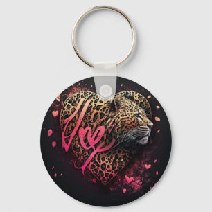 Leopard Heart Love Graffiti Art Keychain