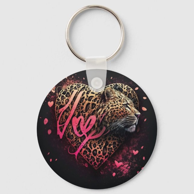 Leopard Heart Love Graffiti Art                    Keychain (Front)
