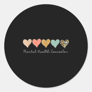 Leopard Hearts Valentine's Day For Mental Health C Classic Round Sticker