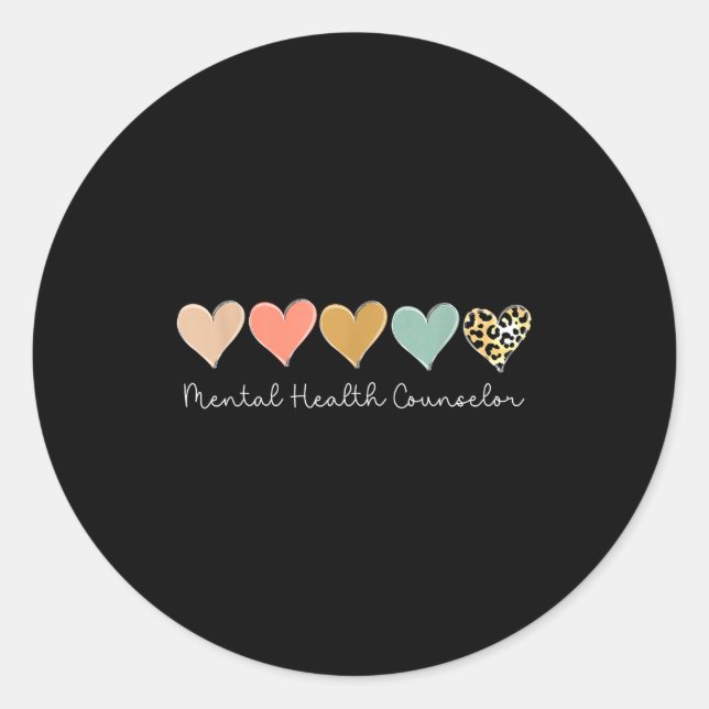 Leopard Hearts Valentine's Day For Mental Health C Classic Round Sticker (Front)