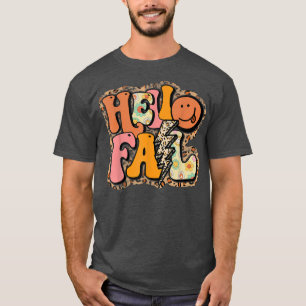 Leopard Hello Fall Autumn Leaves Its Fall Yall Tha T-Shirt