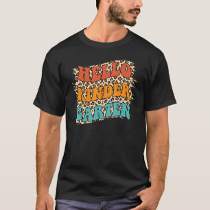 Leopard Hello Kindergarten Teacher Students Back T T-Shirt