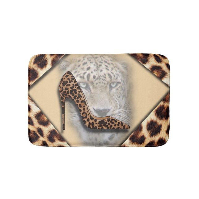 leopard High Heel & Face Design Bath Mat (Front)