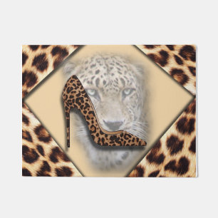 leopard High Heel & Face Design Doormat