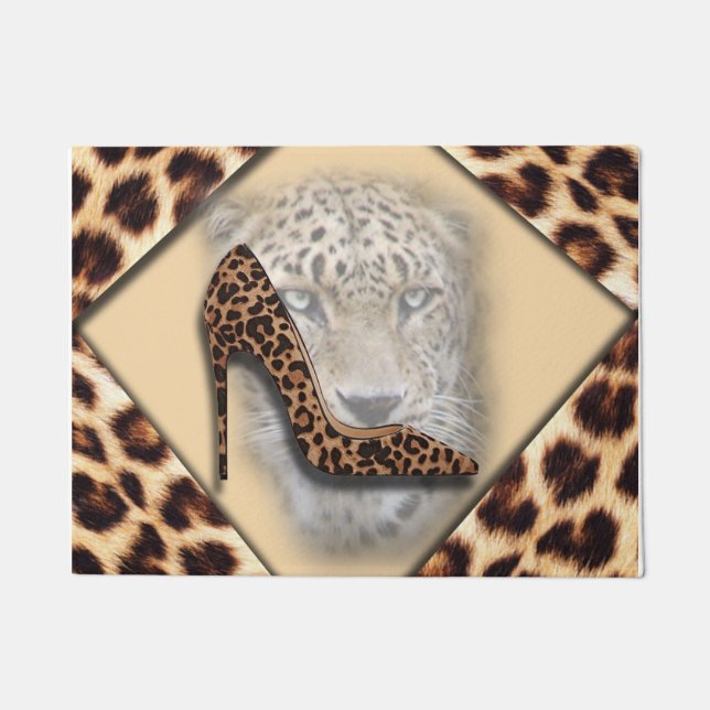 leopard High Heel & Face Design Doormat (Front)