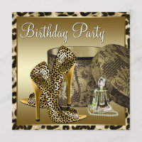 Leopard High Heel Shoes Black Gold Womans Birthday