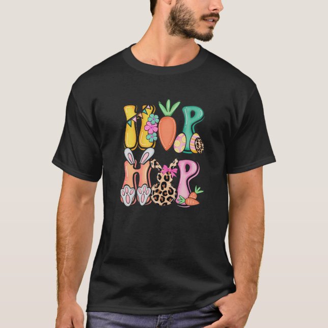 Leopard Hip Hop Easter Bunny T-Shirt (Front)