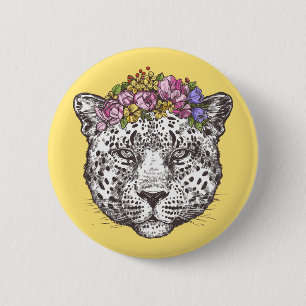 Leopard Hippie Chic 2 Inch Round Button