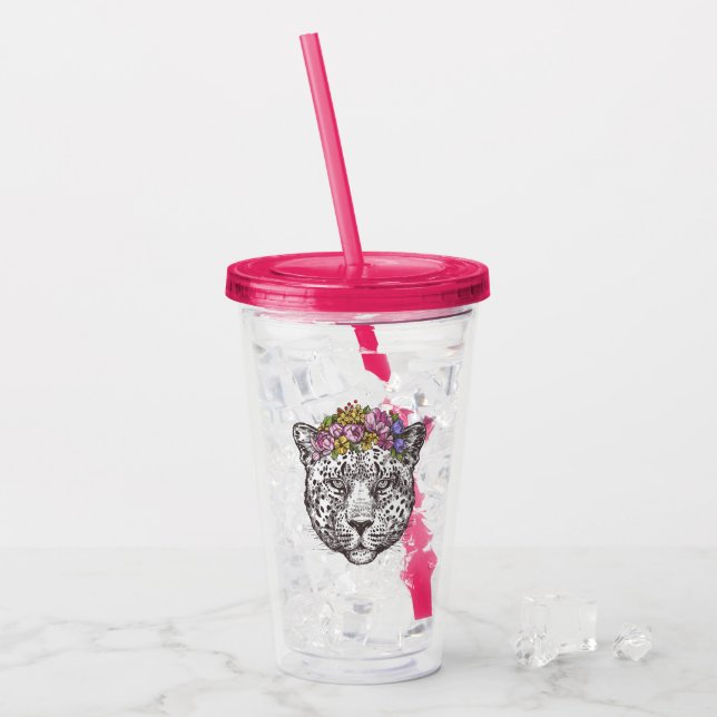 Leopard Hippie Chic Acrylic Tumbler (Front Ice)