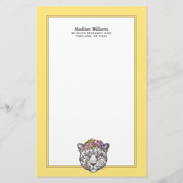 Leopard Hippie Chic | Add Your Name Stationery (Front)