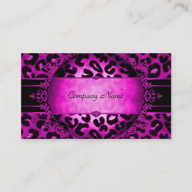 Leopard Hot Pink Black Boutique Card Elegant (Front)