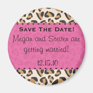 Leopard & Hot Pink Save the Date Magnets