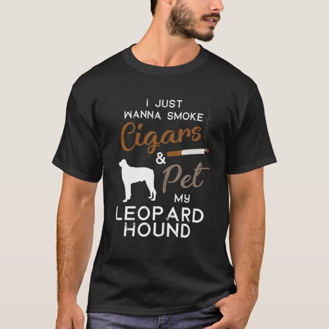 Leopard Hound Dog Cigar Lover Owner Christmas Birt T-Shirt (Front)