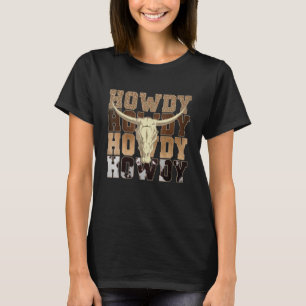 Leopard Howdy Bull Skull Rodeo Texas Western Count T-Shirt
