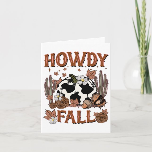 Leopard Howdy Fall Western Pumpkin Autumn Fall Tha Card (Front)