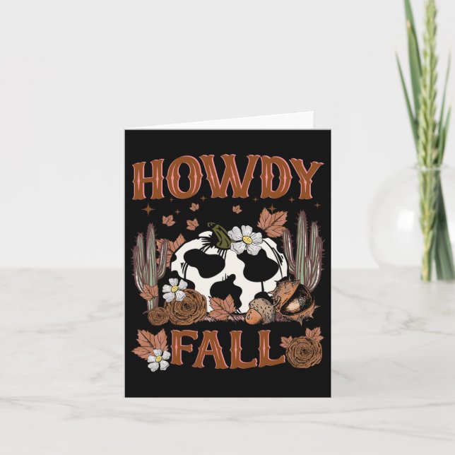 Leopard Howdy Fall Western Pumpkin Autumn Fall Tha Card (Front)