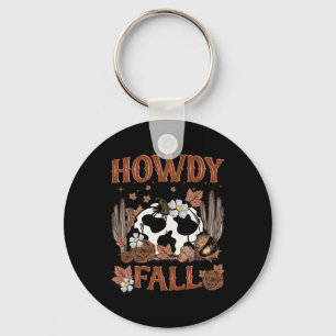 Leopard Howdy Fall Western Pumpkin Autumn Fall Tha Keychain
