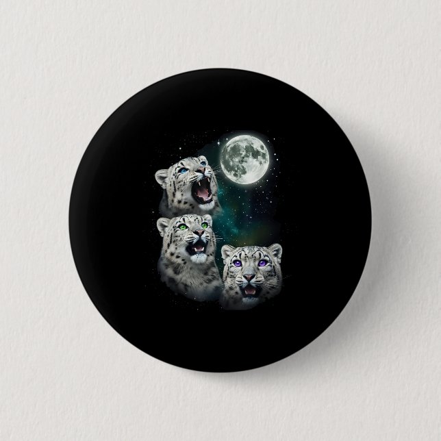 Leopard Howling At The Space Full Moon At Night St 2 Inch Round Button (Front)