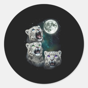 Leopard Howling At The Space Full Moon At Night St Classic Round Sticker