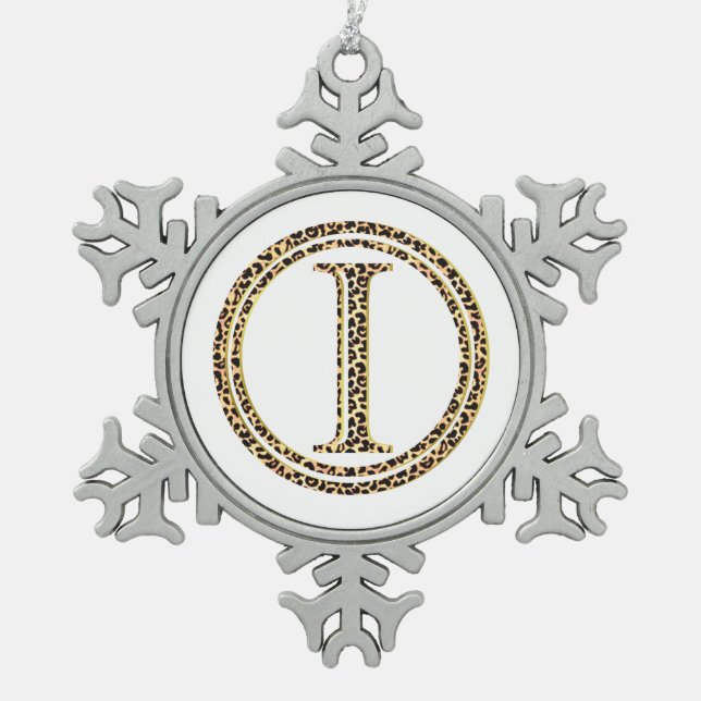 leopard I Snowflake Pewter Christmas Ornament (Front)