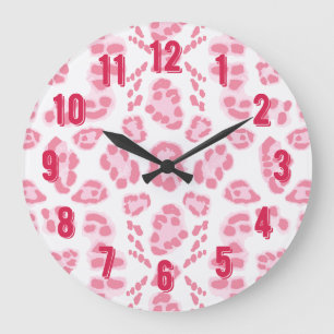 Leopard Ikat in Pink Large Clock