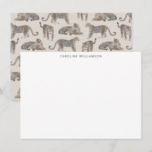 Leopard Illustrated Personalized Stationery Name Card