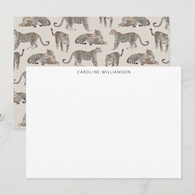Leopard Illustrated Personalized Stationery Name Card (Front/Back)