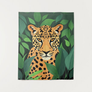 Leopard in the Jungle Tapestry