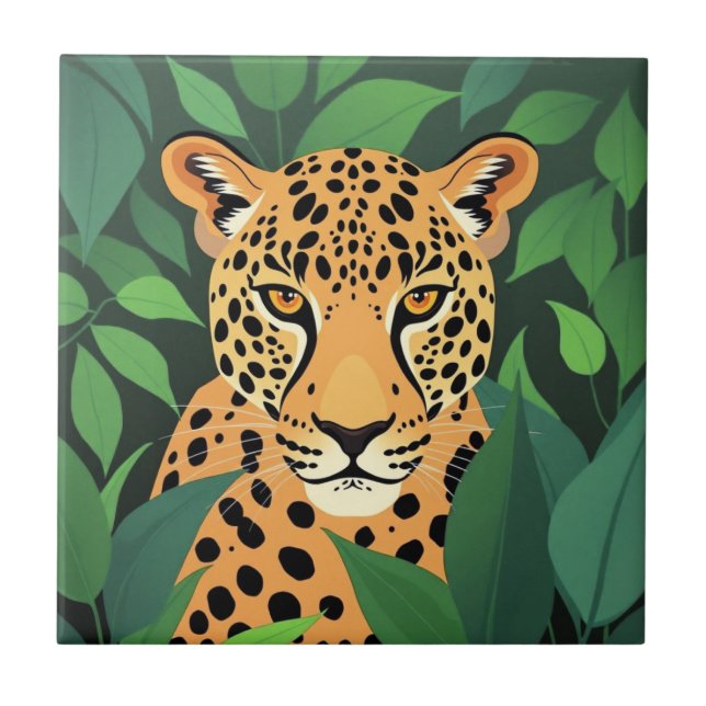 Leopard in the Jungle  Tile (Front)