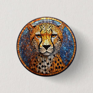 Leopard in Vibrant Colours and Intricate Patterns 1 Inch Round Button