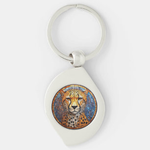 Leopard in Vibrant Colours and Intricate Patterns Keychain