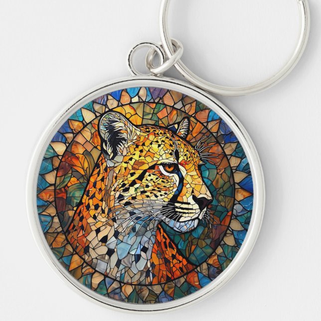 Leopard in Vibrant Colours Keychain (Front)