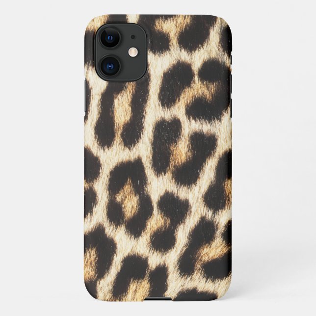 Leopard iPhone 11Slim Fit Case, Glossy iPhone Case (Back)