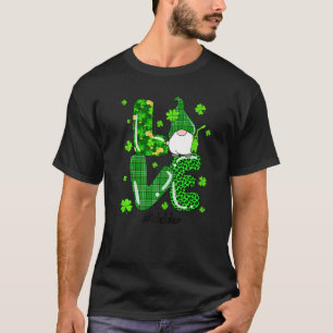 Leopard Irish Green Plaid Welder Gnome St Patrick  T-Shirt