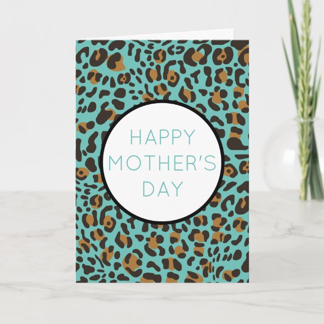 Leopard Jaguar Animal Print Mother's Day Holiday Card (Front)