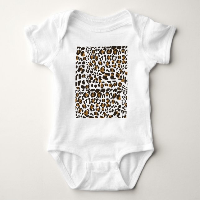 Leopard Jaguar Animal Print Pattern Baby Bodysuit (Front)