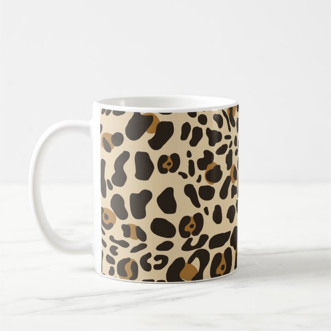 Leopard Jaguar Animal Print Pattern Coffee Mug (Left)
