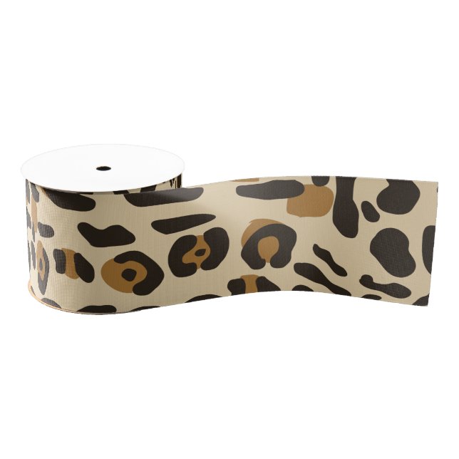 Leopard Jaguar Animal Print Pattern Grosgrain Ribbon (Spool)