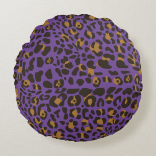 Leopard Jaguar Animal Print Pattern Round Pillow