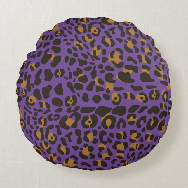 Leopard Jaguar Animal Print Pattern Round Pillow (Front)