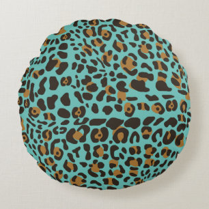 Leopard Jaguar Animal Print Pattern Round Pillow