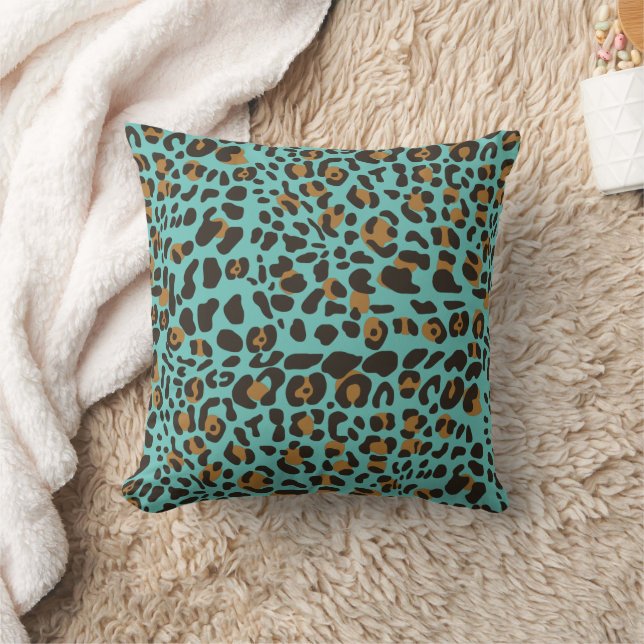 Leopard Jaguar Animal Print Pattern Throw Pillow (Blanket)