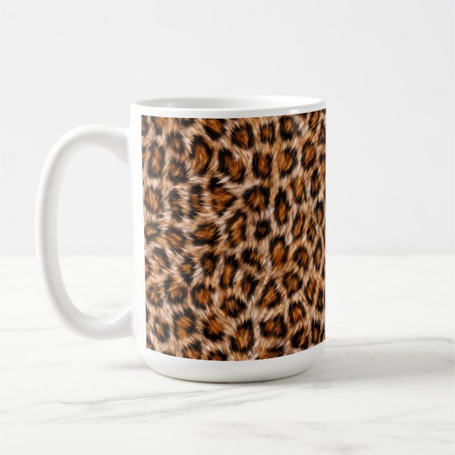 Leopard Jaguar Cat Brown Fur Pattern-24609 Coffee Mug (Left)