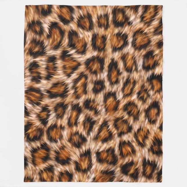 Leopard Jaguar Cat Brown Fur Pattern-24609 Fleece Blanket (Front)