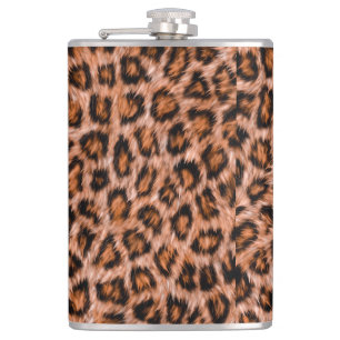 Leopard Jaguar Cat Brown Fur Pattern-24609 Hip Flask