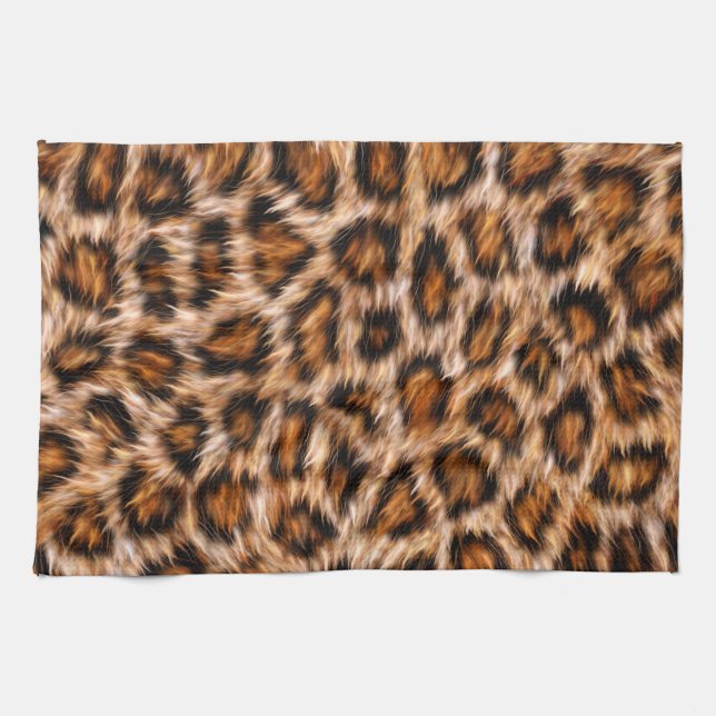 Leopard Jaguar Cat Brown Fur Pattern-24609 Kitchen Towel (Horizontal)