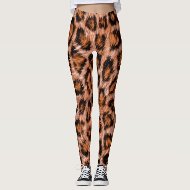 Leopard Jaguar Cat Brown Fur Pattern-24609 Leggings (Front)